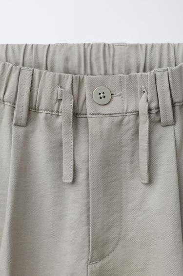 PANTALON FLUIDE À PINCES - Gris / Marron clair de Zara - Image 2