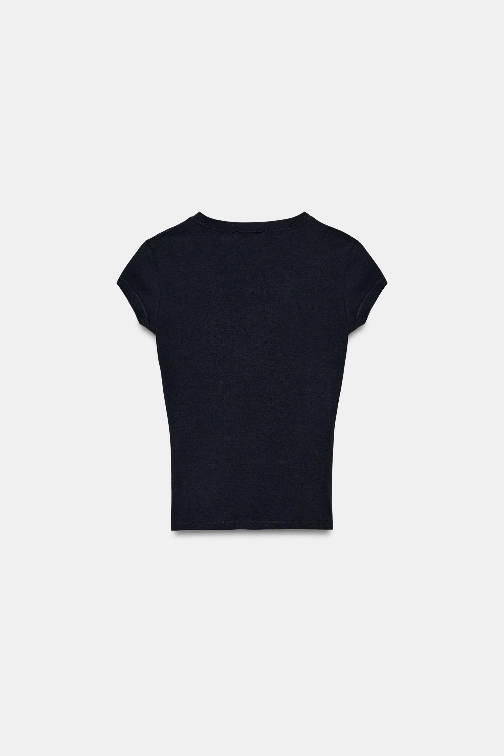 Zara V YAKA T-SHIRT görsel 7