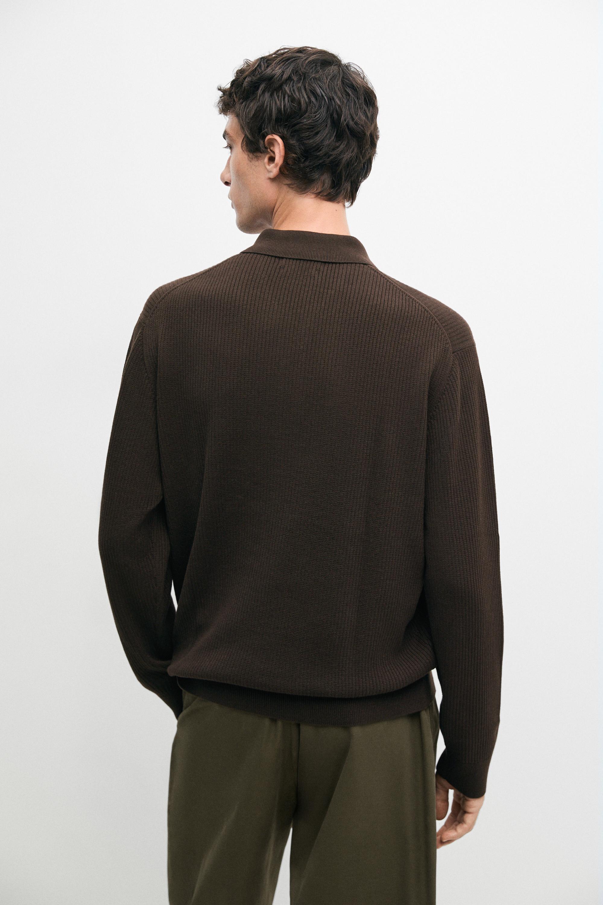 Button-detail polo knit sweater