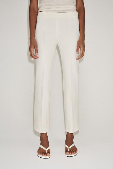 ZW COLLECTION CROPPED TROUSERS - Ecru by Zara