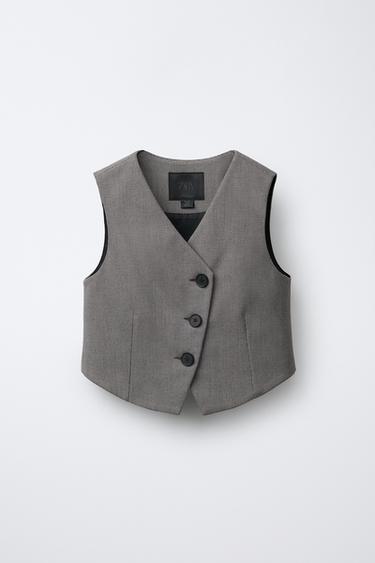 HOUNDSTOOTH TAILORED WAISTCOAT - Mink by Zara - Image 0