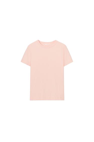 T-SHIRT INTERLOCK MANCHES COURTES - Rose pastel de Zara