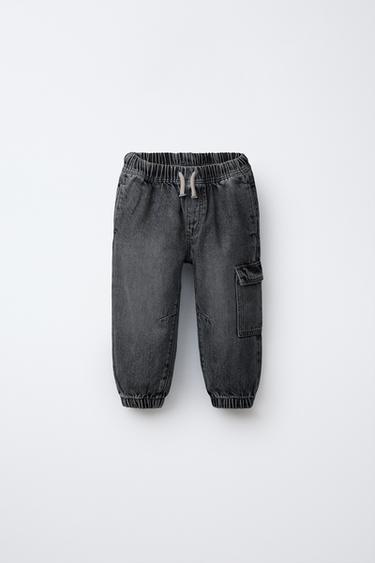 Zara CARGO JOGGER JEANS - Gray
