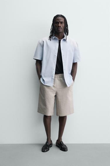 BERMUDAS CADROS TEXTURA - Celeste de Zara - Imaxe 0