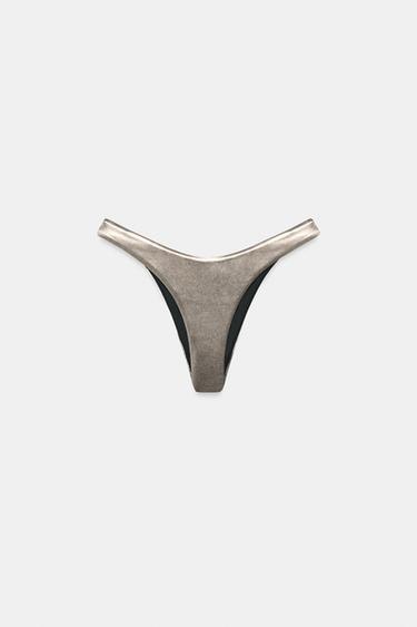 METALLIC BIKINI BOTTOMS - Dark silver by Zara - Image 11