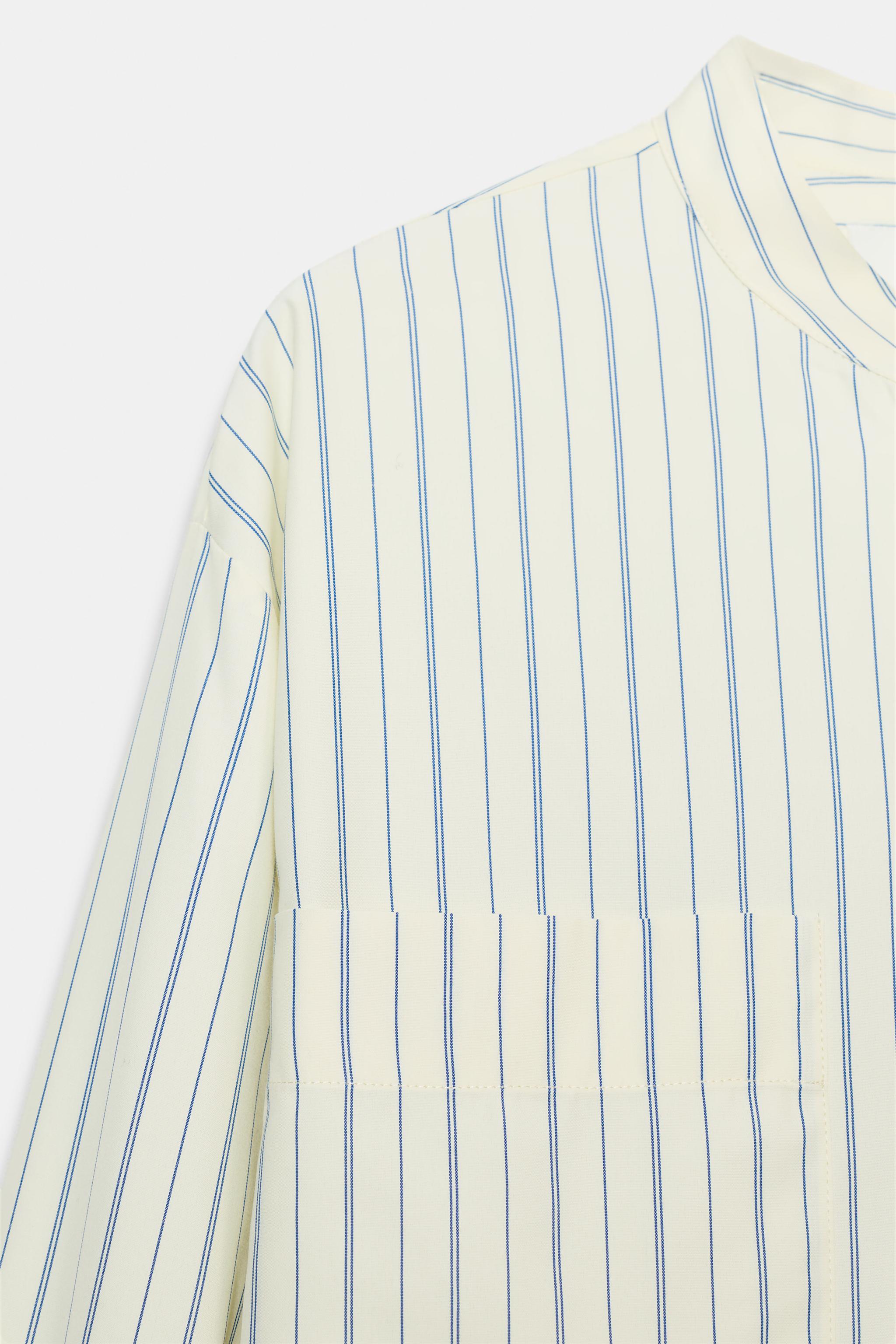 STRIPED MANDARIN COLLAR SHIRT ZW COLLECTION