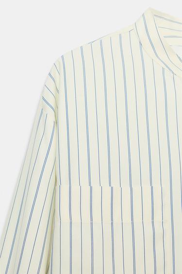 CHEMISE À RAYURES COL MAO ZW COLLECTION - Bleu / Blanc de Zara - Image 6