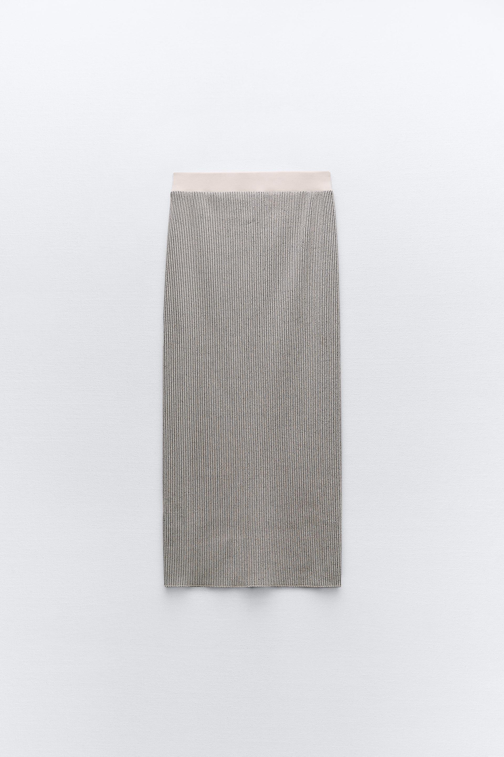 LONG RIBBED SKIRT - Gray marl