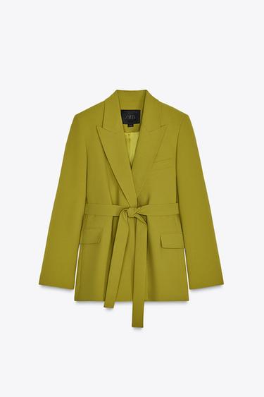 ZW COLLECTION BELTED BLAZER - Olive green by Zara