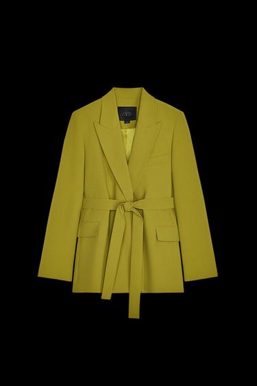 Zara BELTED BLAZER ZW COLLECTION - Olive green - Image 0