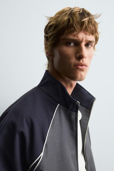 CONTRAST COLOUR BLOCK JACKET - Blue / Grey by Zara - Image 4
