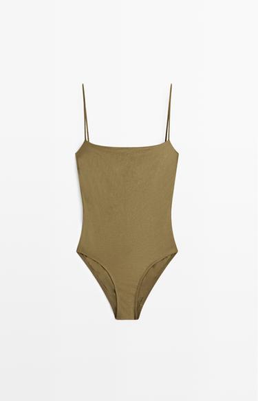 Maillot de bain à bretelle fine - Kaki de Zara