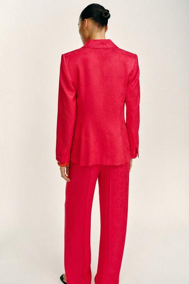 JACQUARD STRAIGHT-LEG TROUSERS - Raspberry by Zara - Image 5