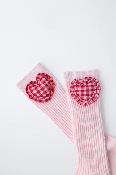 GINGHAM HEART SOCKS - Pink by Zara - Image 3