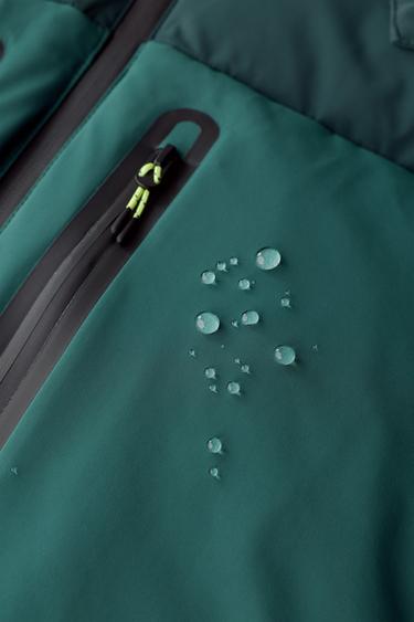 WATER-RESISTANT AND WINDPROOF COLOR BLOCK DOWN FEATHER PUFFER JACKET WITH DETACHABLE HOODIE RECCO® SYSTEM SKI COLLECTION - Green by Zara - Image 12
