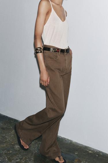 JEANS ZW COLLECTION WIDE LEG TIRO ALTO - Marrón de Zara