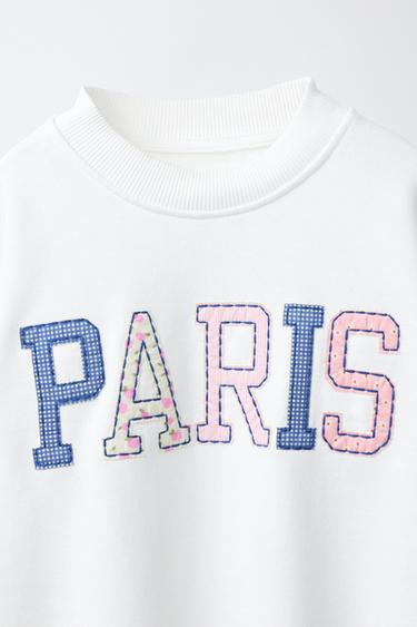 SWEATSHIRT WITH TEXT PATCHES - Ecru by Zara - Image 2