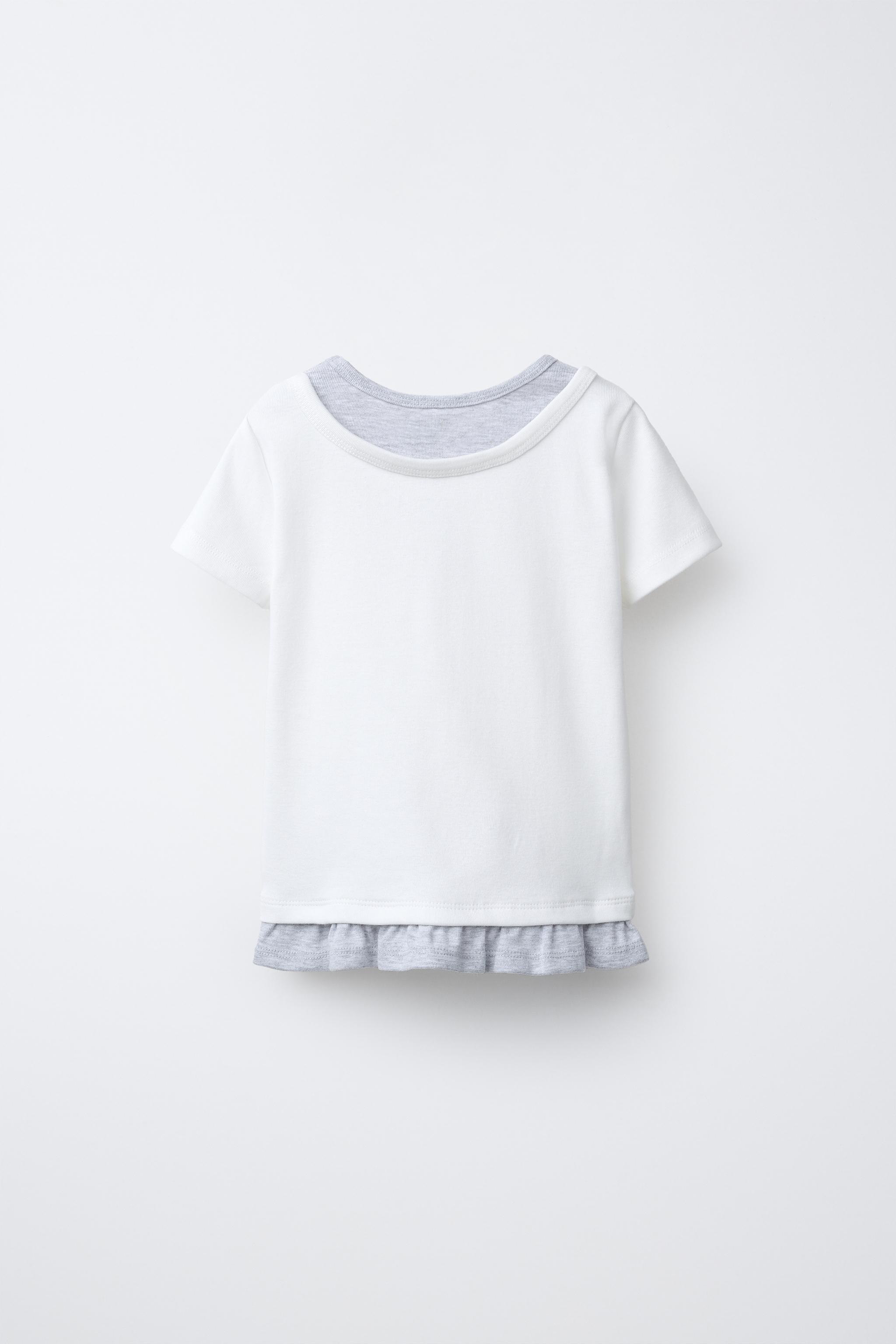 EMBROIDERED STAR DOUBLE COLLAR T-SHIRT - White | ZARA United States