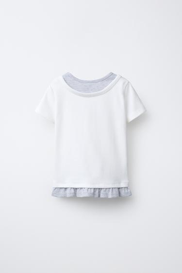 EMBROIDERED STAR T-SHIRT WITH MOCK COLLAR - White by Zara - Image 1