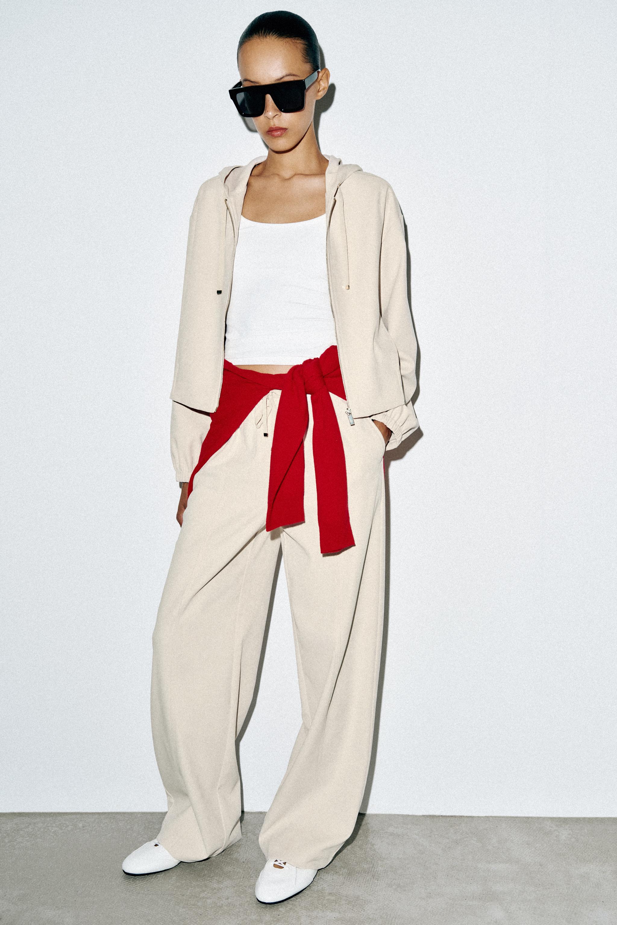 HOODED BOMBER JACKET — Ecru