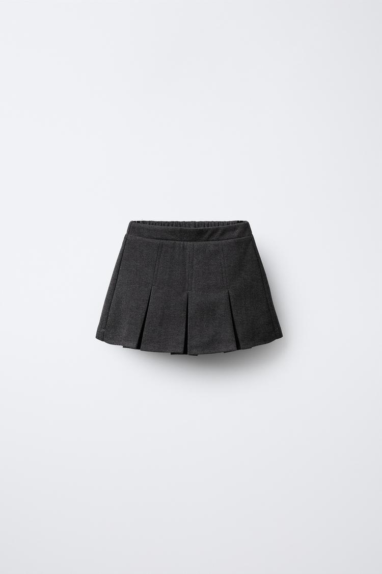 SOFT-TOUCH BOX PLEAT BERMUDA SKORT Grey ZARA India