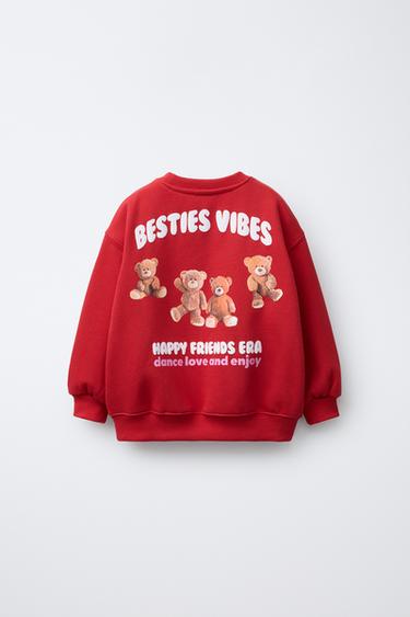 SUDADERA ESTAMPADO OSO - Rojo de Zara