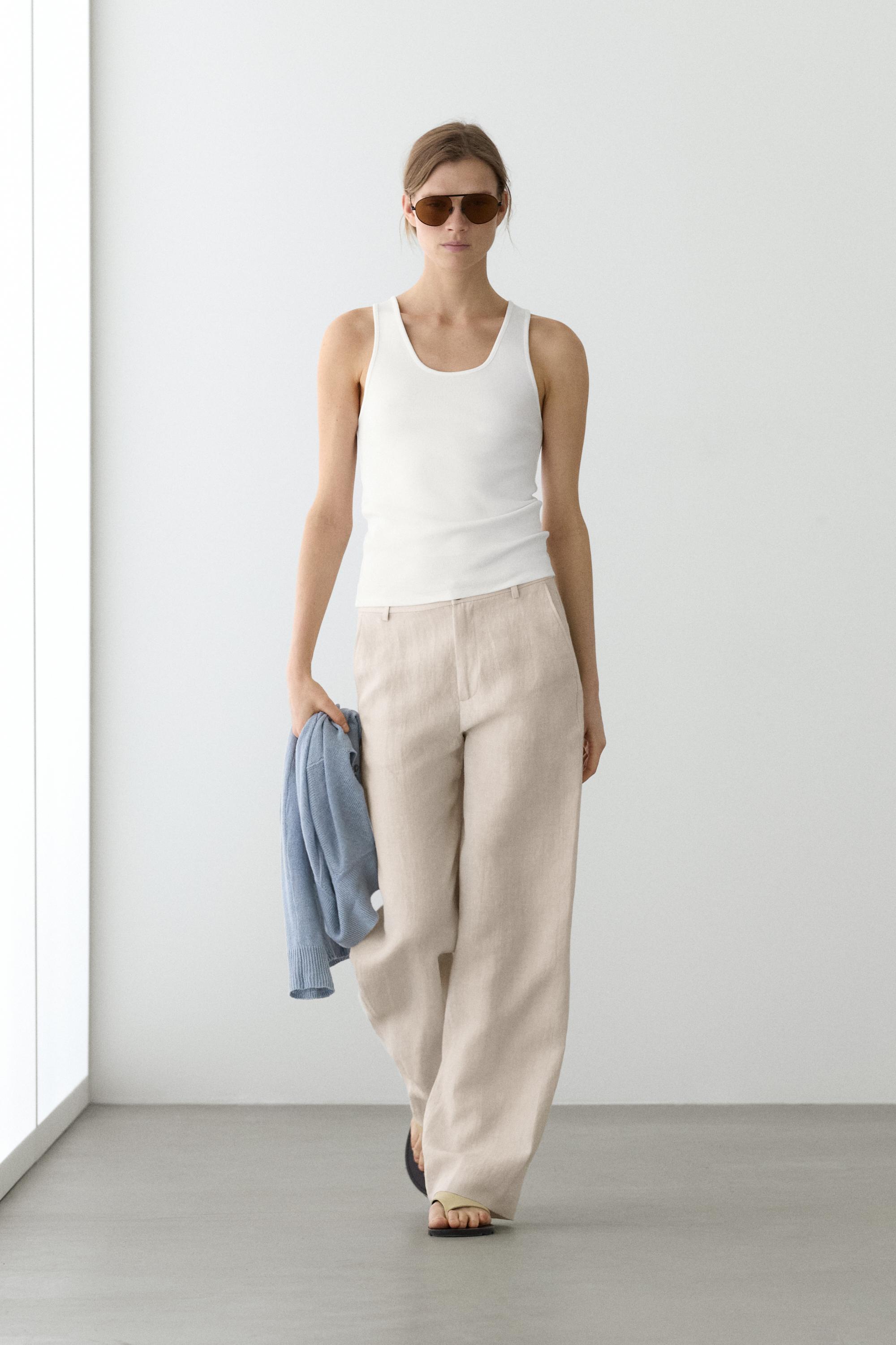 100% linen relaxed fit trousers