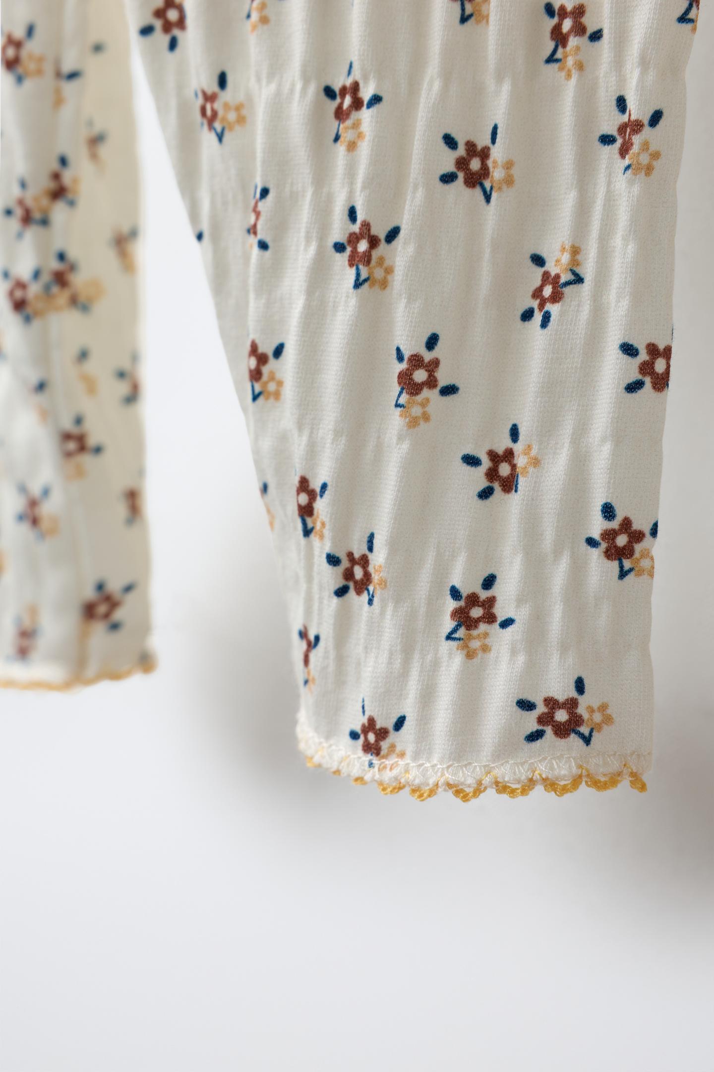 Детские леггинсы Zara Floral Textured, цвет: Экрю — фото 4