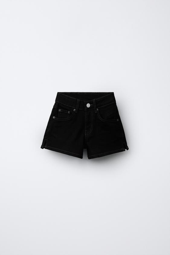 برمودا DENIM بخياطات بارزة - أسود الخاص بـ Zara - صورة 0