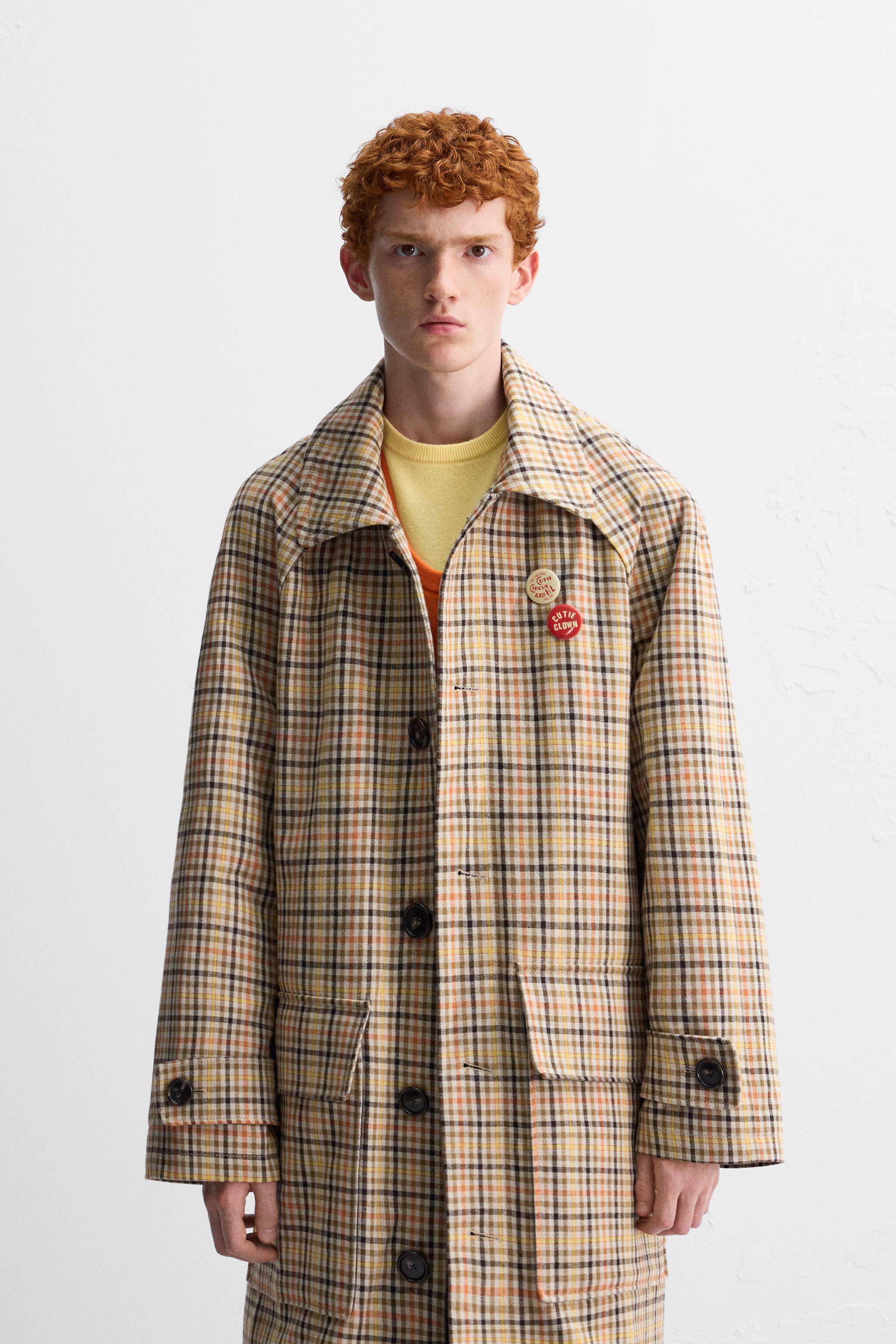 CHECK TRENCH COAT X HARRY LAMBERT Brown ZARA United Kingdom