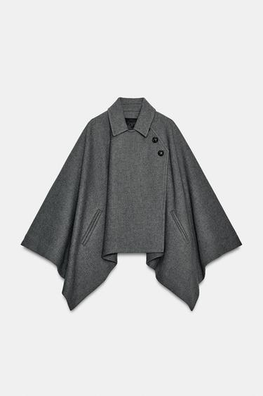 Zara WOOL CAPE ZW COLLECTION LIMITED EDITION - Dark gray