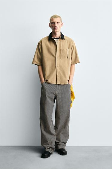 STRIPED RELAXED FIT TROUSERS - Blue by Zara - Image 0