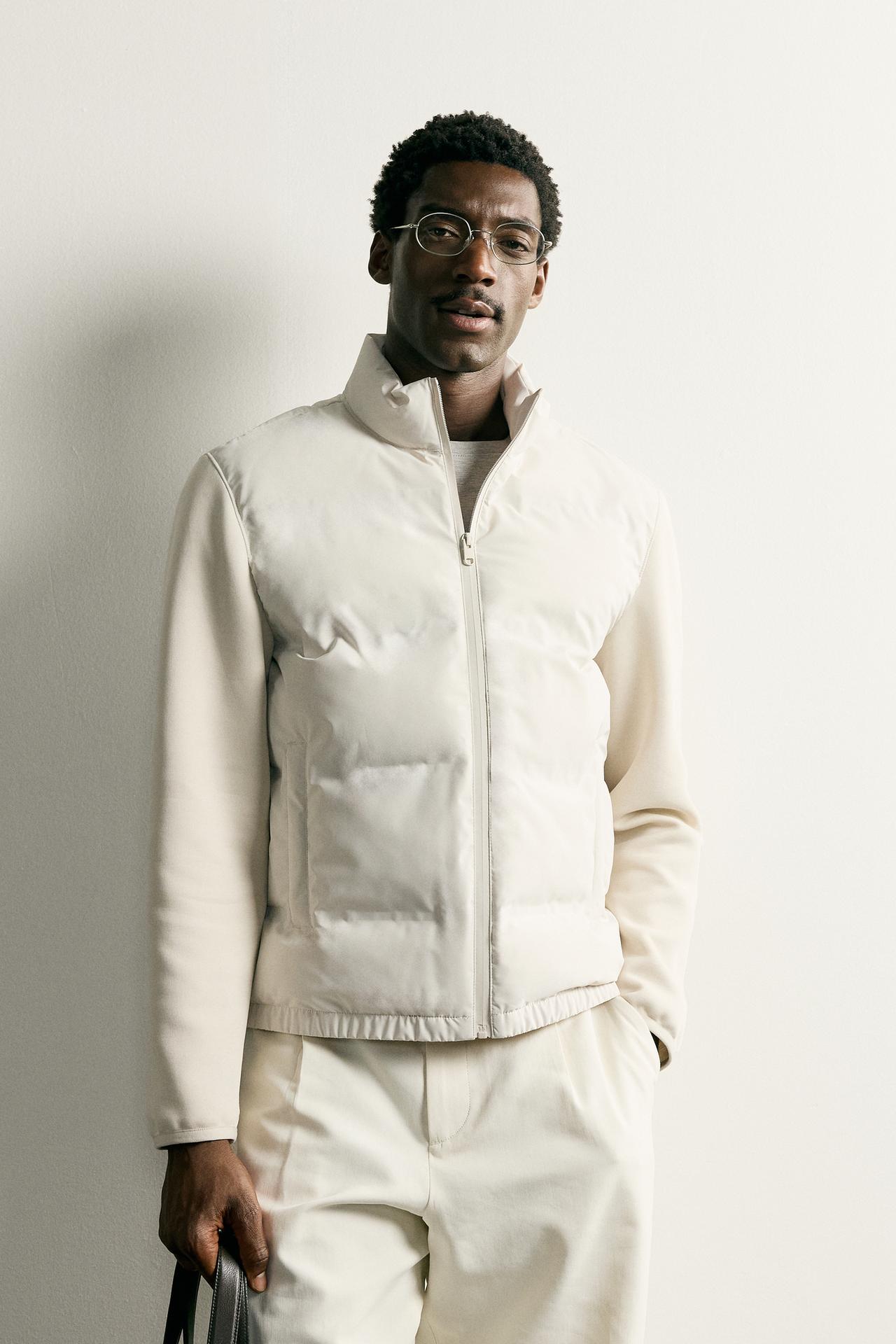 COMBINATION PUFFER JACKET — Ecru