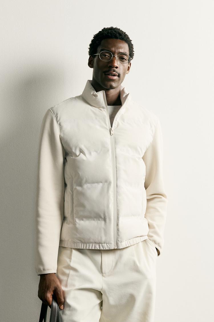 COMBINATION PUFFER JACKET — Ecru