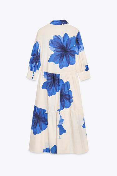 VESTIDO ESTAMPADO ZW COLLECTION - Azulón de Zara