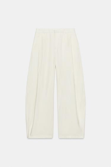 FLOWING PLEATED TROUSERS - Ecru by Zara - Image 6