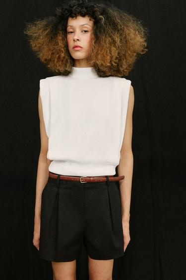 SHORT TAILLE HAUTE AVEC CEINTURE - Noir de Zara