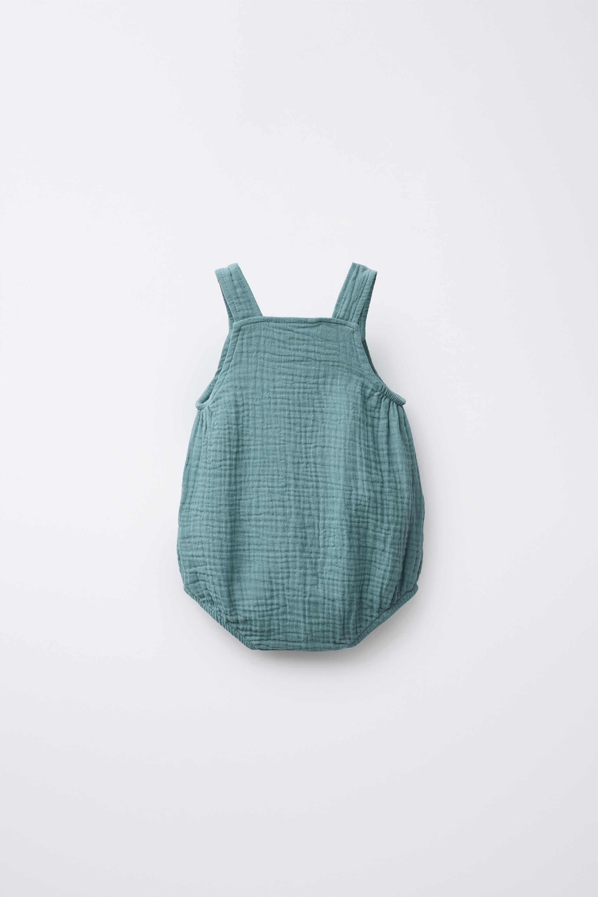 TEXTURED JUMPSUIT WITH ELEPHANT EMBROIDERY - Sea green