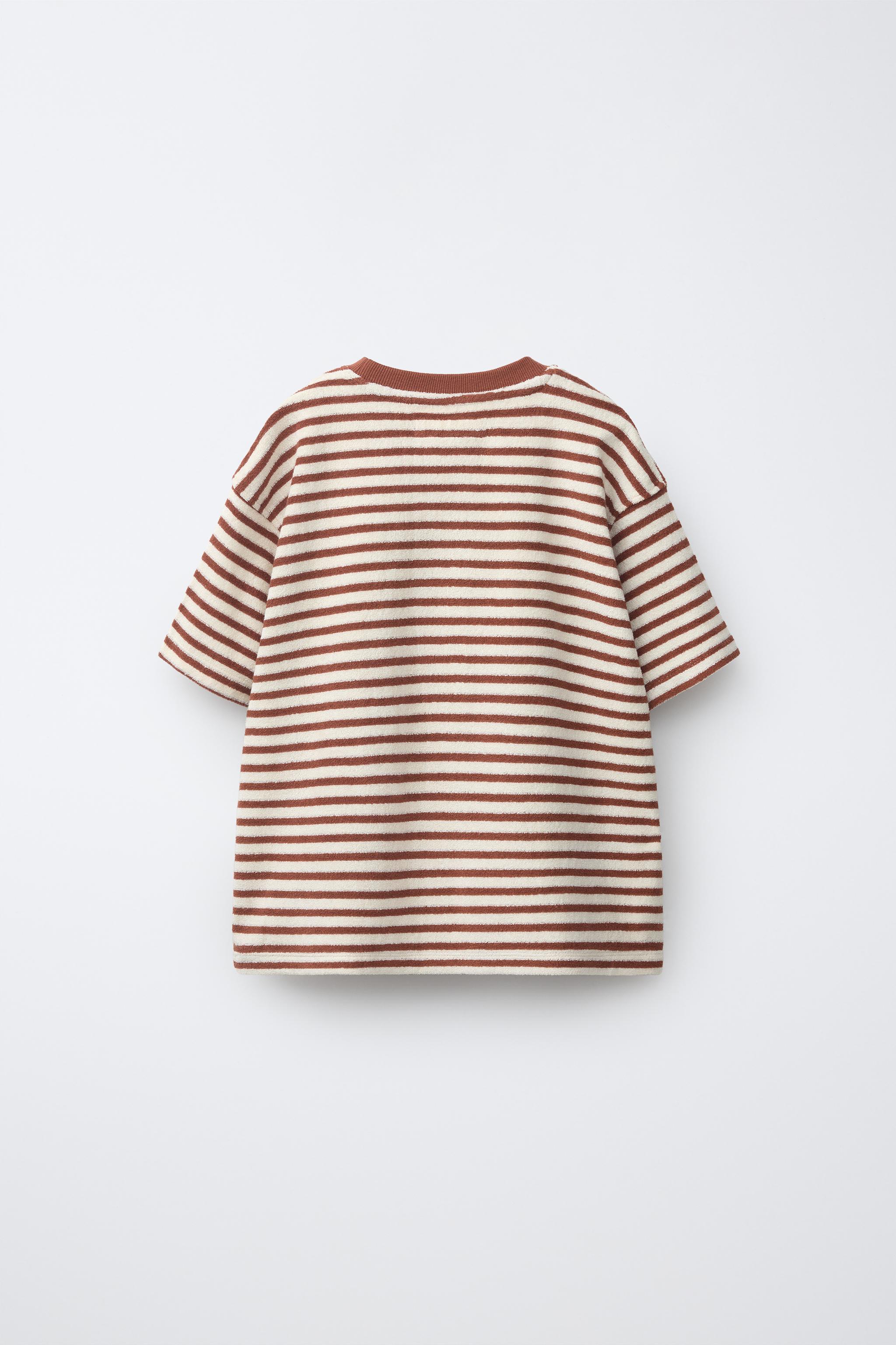 TOWEL EFFECT STRIPED T-SHIRT AND BERMUDA SET