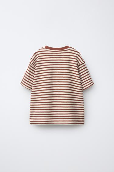 ENSEMBLE T-SHIRT ET BERMUDA À RAYURES EFFET ÉPONGE - marron/blanc de Zara - Image 2