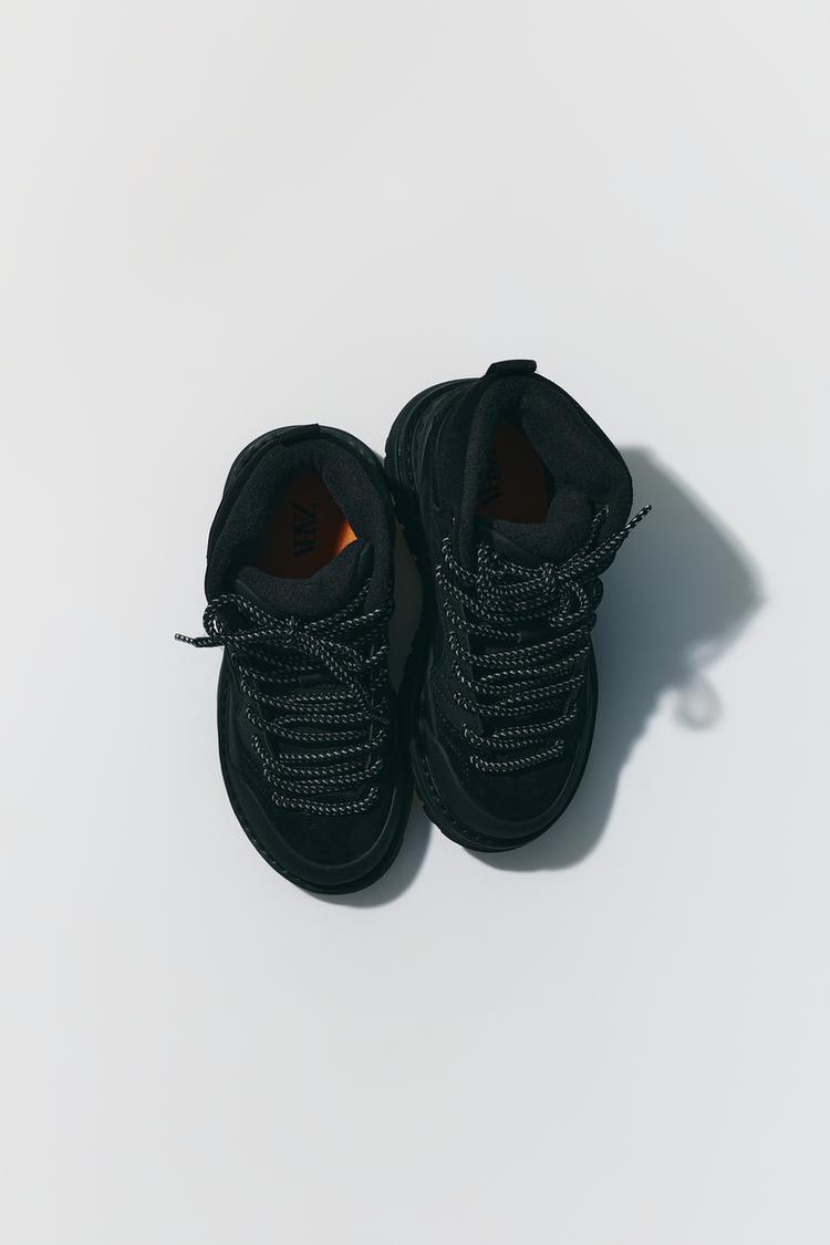 WATER-REPELLENT TECHNICAL ANKLE BOOTS — Black
