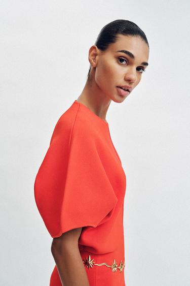 KNIT CROP TOP - Coral red by Zara