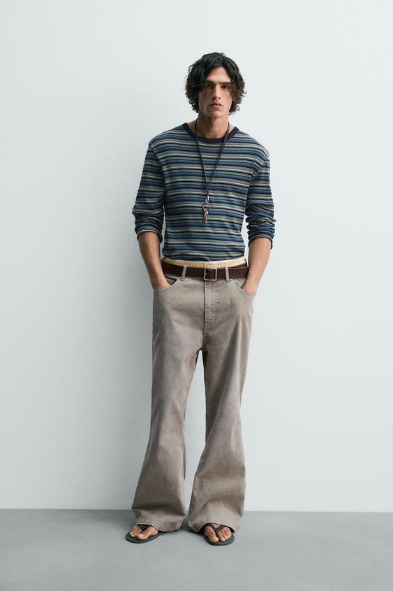 STRIPED RIBBED T-SHIRT