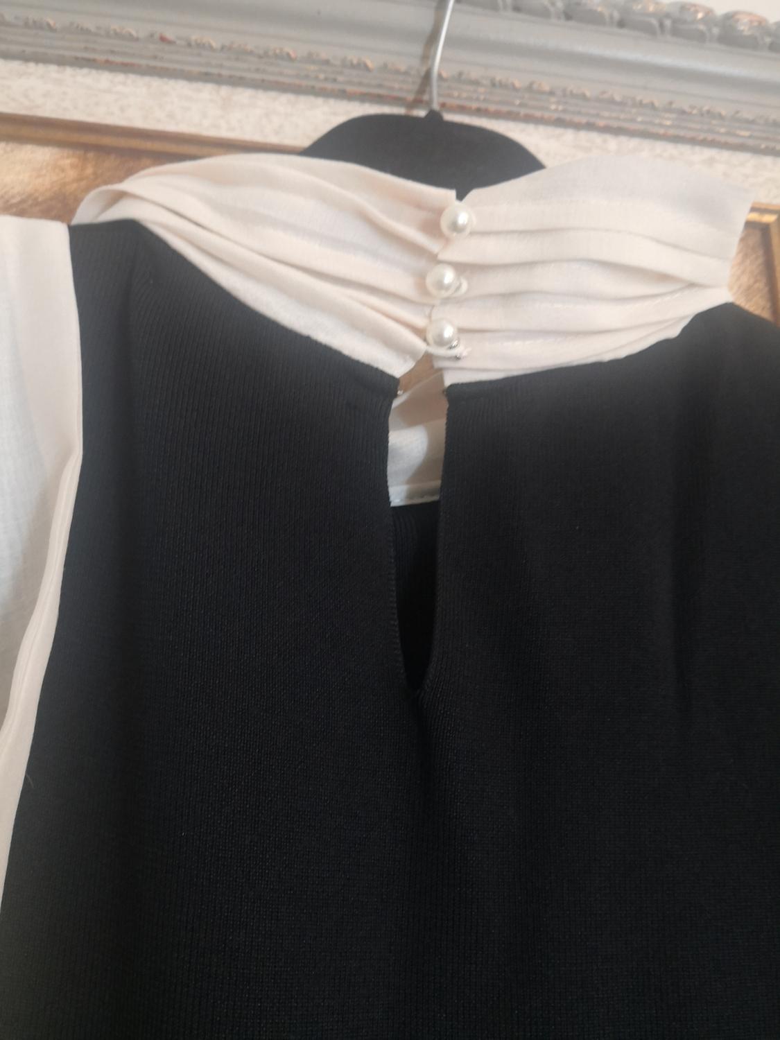 MIXED FABRIC DRESS WITH BOW - Image 3