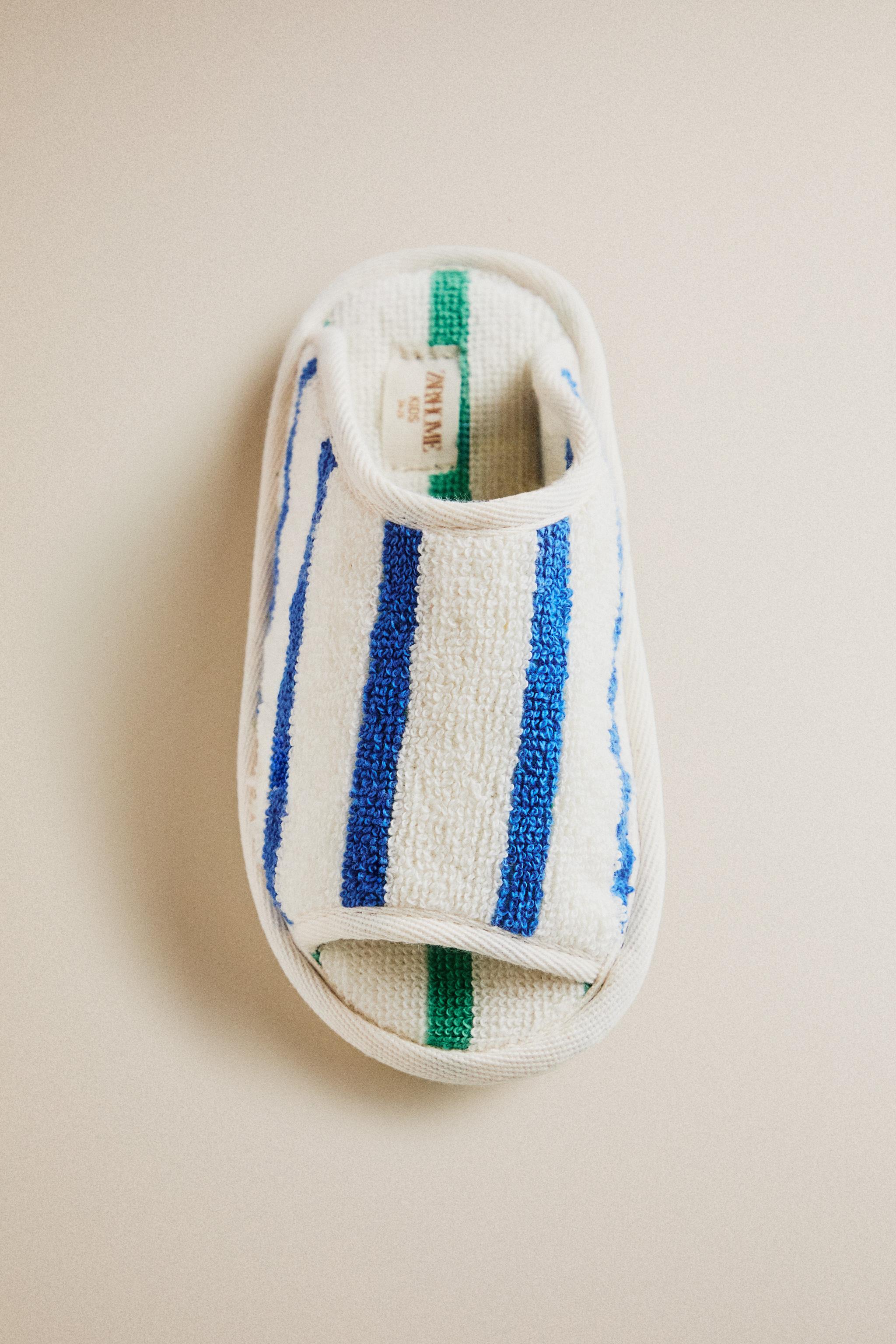 KIDS' STRIPED TERRY BATH SLIPPERS