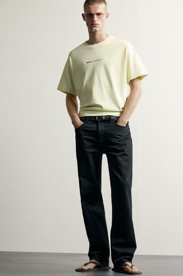 RELAXED FIT CONTRAST PRINT T-SHIRT - Lime by Zara