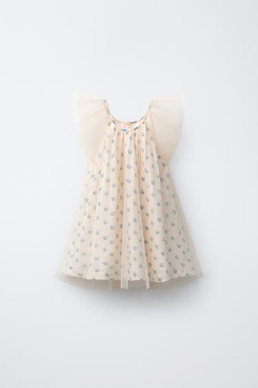 ĐẦM PHỐI VẢI TULLE HỌA TIẾT HOA - Kem từ Zara