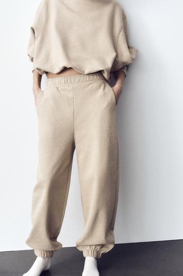 PANTALON DE JOGGING - Marron clair chiné de Zara