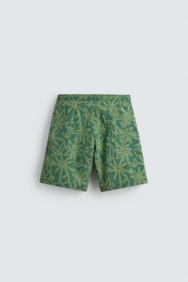 LONG FLORAL SWIMMING TRUNKS - Green by Zara - Image 6