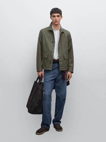 Zara 100% cotton maltinto finish jacket - Khaki - Image 0